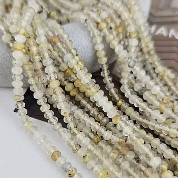 Нить 38 см Кварц рутиловый, волосатик 3.6х2.5 мм граненый рондель (9357) для бижутерии купить с доставкой по России | Интернет‑магазин Viva Beads