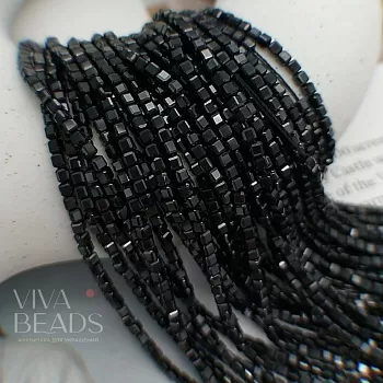 Нить 18.5-19 см Шпинель черная граненый куб 2.2-2.5 мм (7685) купить в Воронеже | Заказать в интернет-магазине Viva Beads
