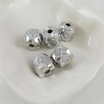 1 шт. Бусина разделитель 9.2x10.3 мм с фианитами родиевое покрытие (10101-Р) купить с доставкой по России | Интернет-магазин Viva Beads