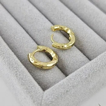 Серьги кольца, бублики, конго мятые 14х3 мм, позолота 14К (8470-3-З) купить с доставкой по России | Интернет-магазин Viva Beads