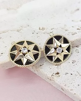 Подвеска Звезда 17х15 мм фианит, керамика, позолота (8049-З) купить с доставкой по России | Интернет-магазин Viva Beads