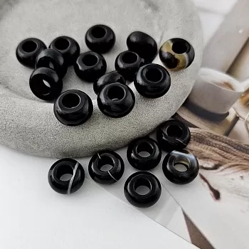 1 шт. Бусина подвеска бублик 14x7-8 мм черный агат (5216) для бижутерии купить с доставкой по России | Интернет‑магазин Viva Beads