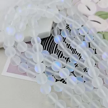 Нить 19 см Бусины матовые 8 мм стекло, имитация опала (7297-БЕЛ) купить с доставкой по России | Интернет-магазин Viva Beads