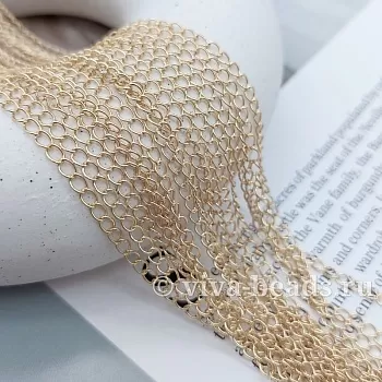 50см Цепь панцирная толщиной ок. 3 мм позолота 14К (7106-З) купить в Воронеже | Заказать в интернет-магазине Viva Beads
