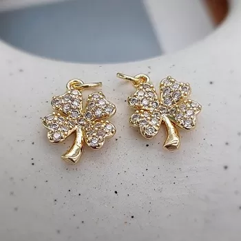 Подвеска Клевер с фианитами 13x10.3 мм позолота (7664-З) Подвеска Клевер с фианитами 13x10.3 мм позолота (7664-З)