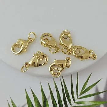 Замок лобстер 15 мм позолота 14К (7309-З) замок для украшений купить с доставкой по России | Интернет-магазин Viva Beads
