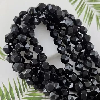 10 шт. Обсидиан 9.5-10 мм, бусины с крупными гранями, многогранник (8482-10) для бижутерии купить с доставкой по России | Интернет‑магазин Viva Beads