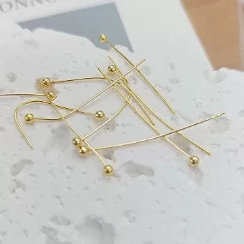 10 шт. Пины с шариком 25х0.4 мм позолота (7684-З) пины и штифты для бижутерии купить с доставкой по России | Интернет-магазин Viva Beads