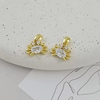 Подвеска Краб 11x13.5 мм с фианитами позолота 14К (9487-З)