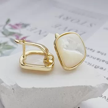 Швензы с замком 16.5 мм с перламутром позолота 14К (8720-З) швензы для серег купить с доставкой по России | Интернет-магазин Viva Beads