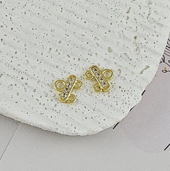 1 шт. Коннектор на две нити 10х8.7 мм с фианитами, позолота 14К (9560-2-З) купить с доставкой по России | Интернет-магазин Viva Beads