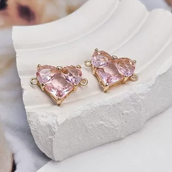 Коннектор Сердце 12.8x17.7 мм с фианитами розовый, классическое золото (8217-РЗ) Коннектор Сердце 12.8x17.7 мм с фианитами розовый, классическое золото (8217-РЗ)