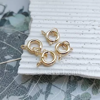 Замок-кольцо шпрингельный 9 мм позолота 14к (6280-9-З) замок для украшений купить с доставкой по России | Интернет-магазин Viva Beads