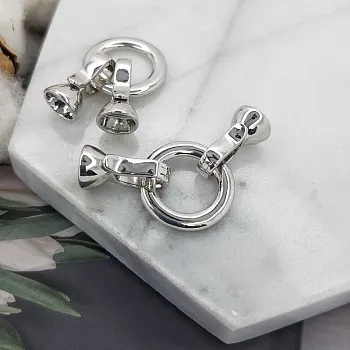 УЦЕНКА Замок круглый 16 мм / кольцо /  с карабинами родиевое покр. (4897-Р-УЦ)