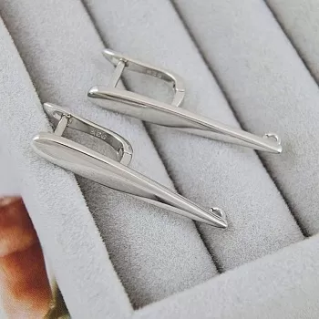 Швензы с английским замком 32х4.7 мм удлиненные с родиевым покрытием (9712-Р) швензы для серег купить с доставкой по России | Интернет-магазин Viva Beads