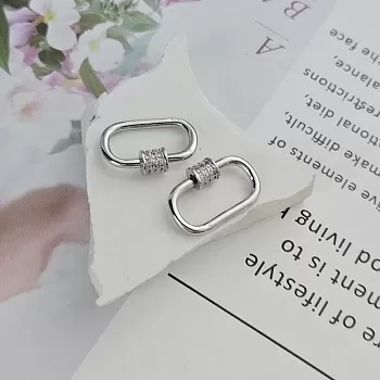 Замок карабин винтовой с фианитами 20х13.3 мм родиевое покрытие (8742-Р) замок для украшений купить с доставкой по России | Интернет-магазин Viva Beads