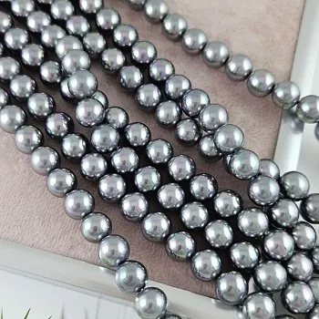 Нить 19 см Жемчуг Майорка 10 мм круглые бусины, серый (6330-10) купить с доставкой по России | Интернет-магазин Viva Beads