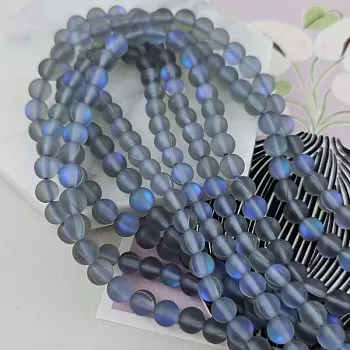 Нить 18 см Бусины матовые 6 мм стекло, имитация опала,синий (6738-СИН) купить с доставкой по России | Интернет-магазин Viva Beads