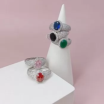 Кольцо с фианитами родиевое покр. (7851) купить с доставкой по России | Интернет-магазин Viva Beads