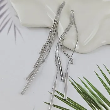 Подвеска Кисточка 80х2.8 мм с подвесками, родиевое покрытие (10010-Р) купить с доставкой по России | Интернет-магазин Viva Beads