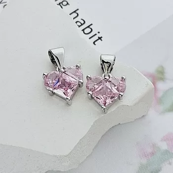 Подвеска Сердце 10 мм с фианитами, розовый, родиевое покр. (8350-РР) Подвеска Сердце 10 мм с фианитами, розовый, родиевое покр. (8350-РР)