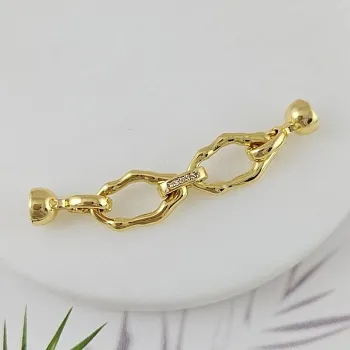 УЦЕНКА Замок с карабинами 57 мм с фианитами, позолота 18К (9965-З-УЦ) купить в Воронеже | Заказать в интернет-магазине Viva Beads
