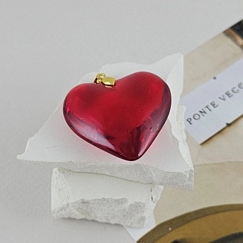 Подвеска Сердце 33.4x34.3 мм с бейлом, цвет красный, стекло (9590-З) купить с доставкой по России | Интернет-магазин Viva Beads