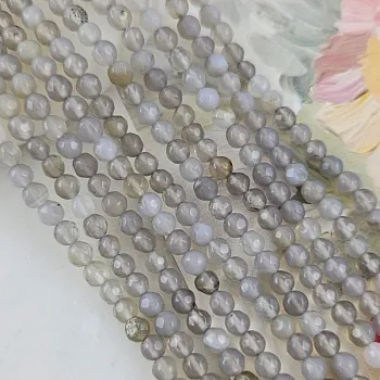 Нить 36 см Агат серый натуральный 4 мм бусины граненый шар (3189-4) для бижутерии купить с доставкой по России | Интернет‑магазин Viva Beads