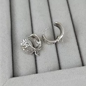 Швензы колечки Мятый эффект 14.5х7.9х11.7 мм родиевое покрытие (9474-Р) швензы для серег купить с доставкой по России | Интернет-магазин Viva Beads