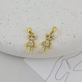 Подвеска кулон Мишка 16x8.7 мм с фианитами позолота 14К (9499-З) купить с доставкой по России | Интернет-магазин Viva Beads