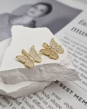 Подвеска Бабочка с фианитами 15.2х15.5 мм позолота 14к (8347-З) Подвеска Бабочка с фианитами 15.2х15.5 мм позолота 14к (8347-З)