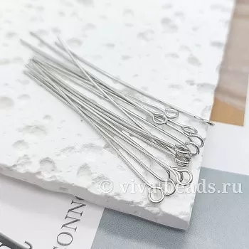 10 шт. Пины с кольцом 50х0.6 мм родиевое покр. (6318-Р) пины и штифты для бижутерии купить с доставкой по России | Интернет-магазин Viva Beads