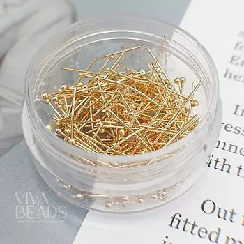 10 шт. Пины с шариком 20х0.5 мм позолота (7591-З) пины и штифты для бижутерии купить с доставкой по России | Интернет-магазин Viva Beads