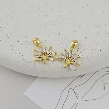 Подвеска Дерево с фианитами 15.5x15 мм позолота 14К (9497-З) купить с доставкой по России | Интернет-магазин Viva Beads