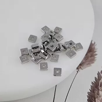 УЦЕНКА 1 шт. Бусина разделитель квадрат 4х1.5 мм, родиевое покрытие (6930-4-Р/1.5-УЦ) купить с доставкой по России | Интернет-магазин Viva Beads