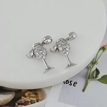 Подвеска Бокал с фианитами 19.7x14.5 мм родиевое покрытие (9869-Р) купить с доставкой по России | Интернет-магазин Viva Beads