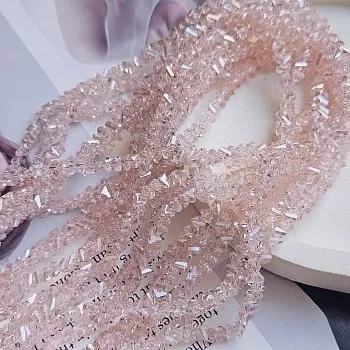 Нить 33 см Бусина хрустальная крошка ок. 4x3x3 мм розовый АВ (7338-4-РОЗАВ2) купить с доставкой по России | Интернет-магазин Viva Beads