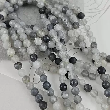 Нить 18 см Кварц дымчатый 6 мм граненые круглые бусины (9202-6) для бижутерии купить с доставкой по России | Интернет‑магазин Viva Beads