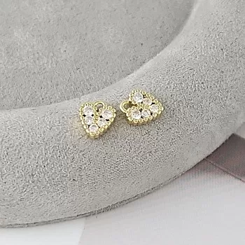 Подвеска Сердце мини с фианитами 7.7х6.6 мм белый, позолота 14К (9317-БЕЛ-З) купить с доставкой по России | Интернет-магазин Viva Beads