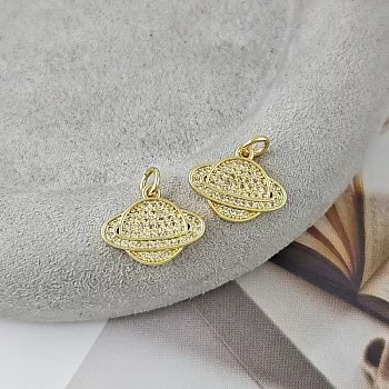 Подвеска Планета 12.8x15.4 мм с фианитами позолота 14К (9299-З) купить с доставкой по России | Интернет-магазин Viva Beads