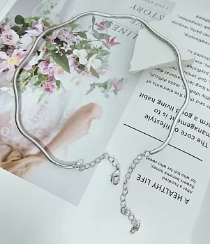 УЦЕНКА Обруч чокер с петельками основа для колье родиевое покрытие (8745-Р-УЦ)