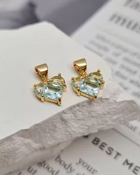 Подвеска Сердце 10 мм с фианитами, голубой, классическое золото (8350-ГЗ) купить с доставкой по России | Интернет-магазин Viva Beads