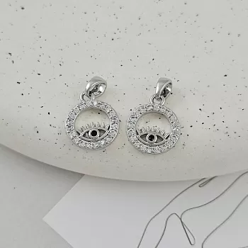 Подвеска Глаз с фианитами 15x12.5 мм родиевое покрытие (9492-Р) купить с доставкой по России | Интернет-магазин Viva Beads
