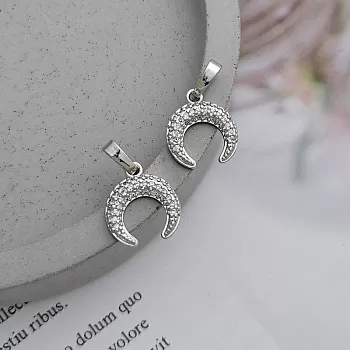 Подвеска Лунница с фианитами 13.3х11.7 мм родиевое покрытие (8838-Р) купить с доставкой по России | Интернет-магазин Viva Beads