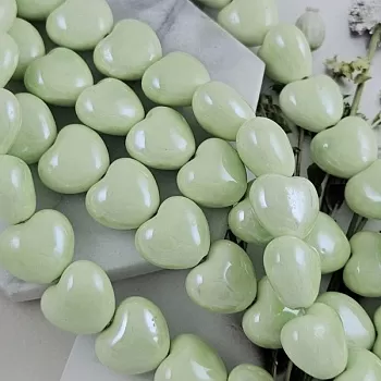 Бусина сердце 17х15 мм, светло-зеленый, керамика (5502-СВЗЕЛ) купить с доставкой по России | Интернет-магазин Viva Beads