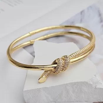 Браслет с фианитами 65.3х59х8.6 мм позолота (8557-З) купить с доставкой по России | Интернет-магазин Viva Beads