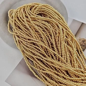 Нить 40 см Гематит, гематин бусины 3.2 мм шар цвет классическое золото (9333-3) для бижутерии купить с доставкой по России | Интернет‑магазин Viva Beads