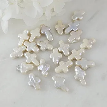 1 шт. Жемчуг речной барокко 7-9х12-14 мм форма креста белый А+ (4337-мини) купить с доставкой по России | Интернет-магазин Viva Beads