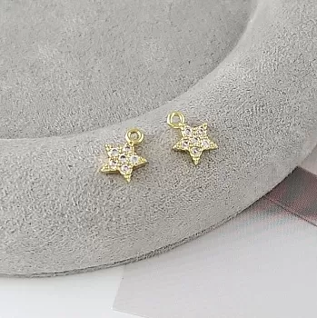 Подвеска Звезда 8.7х7 мм с фианитами позолота 14К (9323-З) купить с доставкой по России | Интернет-магазин Viva Beads