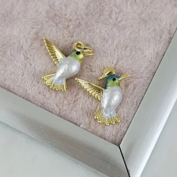 УЦЕНКА Подвеска Птица 16х14.5 мм с эмалью, позолота 14К (10179-З-УЦ)